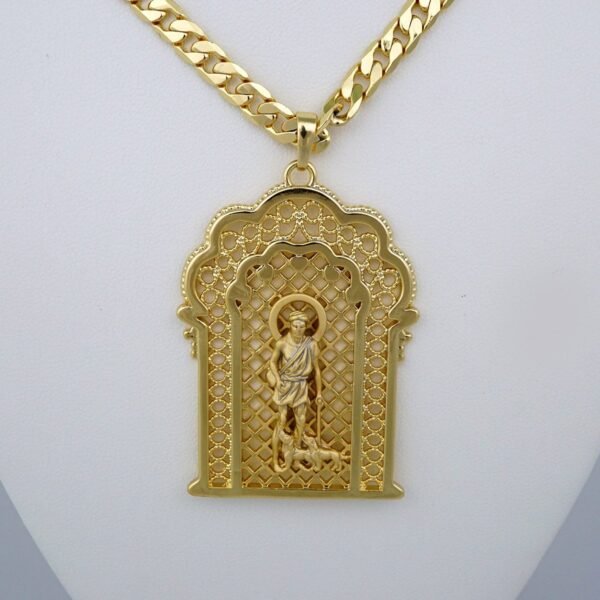 Cadenas & Colgantes/ Chain Men/Pendants/  14K Real Color/  Plain/  6mm x60cm/  San Lazaro// SET486 - Image 2