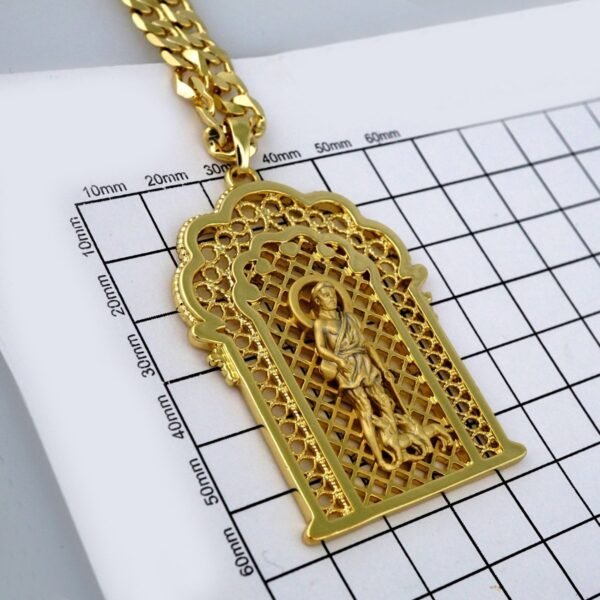 Cadenas & Colgantes/ Chain Men/Pendants/  14K Real Color/  Plain/  6mm x60cm/  San Lazaro// SET486 - Image 3