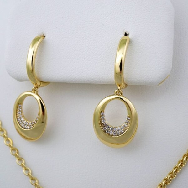 Cadenas & Colgantes & Earrings/Bracelets/ Chain W/Pendants /14K Real Color/Zircon Stone// SET495 - Image 2
