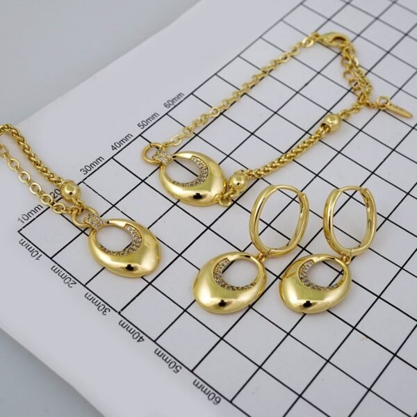 Cadenas & Colgantes & Earrings/Bracelets/ Chain W/Pendants /14K Real Color/Zircon Stone// SET495 - Image 4