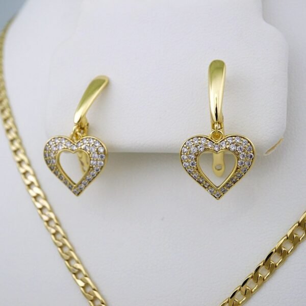 Cadenas & Colgantes & Earrings/ Chain W/Pendants /14K Real Color/Zircon Stone/ 3mmx45cm// SET496 - Image 2