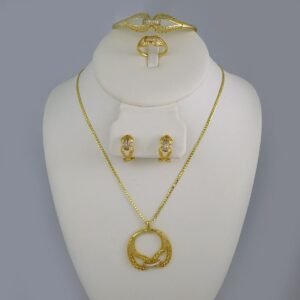 Cadenas & Colgantes & Earrings/ Rings/Bracelets/ Chain W/Pendants /14K Real Color/Zircon Stone// SET511