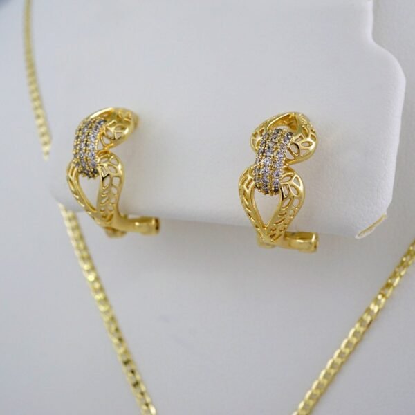 Cadenas & Colgantes & Earrings/ Rings/Bracelets/ Chain W/Pendants /14K Real Color/Zircon Stone// SET511 - Image 3