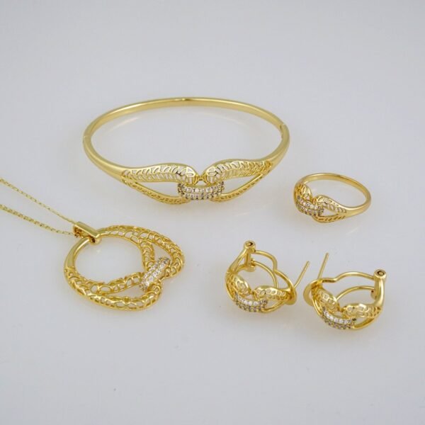 Cadenas & Colgantes & Earrings/ Rings/Bracelets/ Chain W/Pendants /14K Real Color/Zircon Stone// SET511 - Image 5