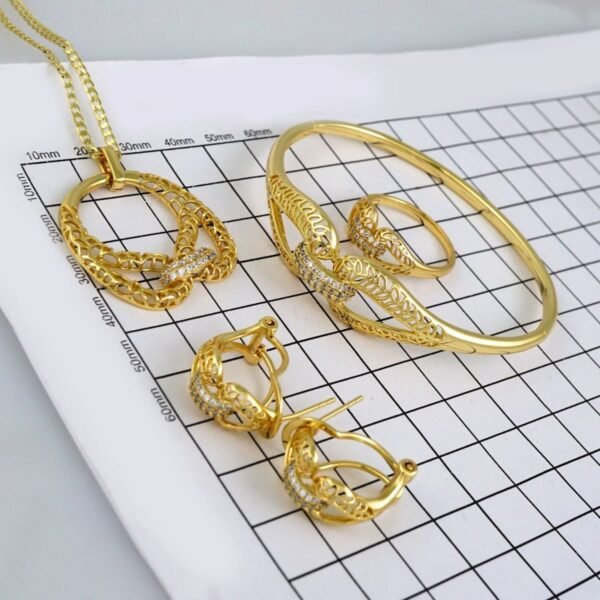 Cadenas & Colgantes & Earrings/ Rings/Bracelets/ Chain W/Pendants /14K Real Color/Zircon Stone// SET511 - Image 6