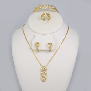 Cadenas & Colgantes & Earrings/ Rings/Bracelets/ Chain W/Pendants /14K Real Color/Zircon Stone// SET512