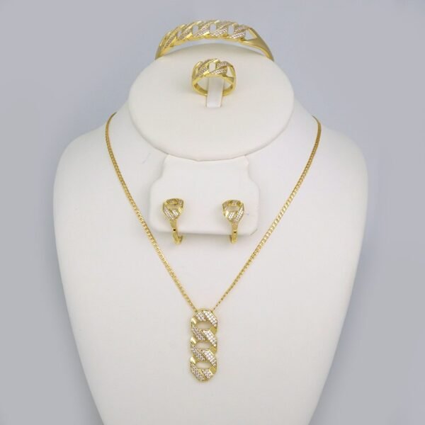 Cadenas & Colgantes & Earrings/ Rings/Bracelets/ Chain W/Pendants /14K Real Color/Zircon Stone// SET512