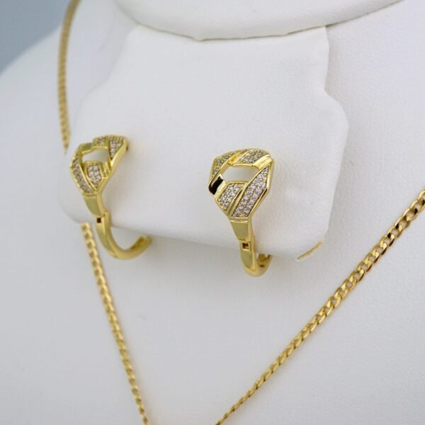 Cadenas & Colgantes & Earrings/ Rings/Bracelets/ Chain W/Pendants /14K Real Color/Zircon Stone// SET512 - Image 3