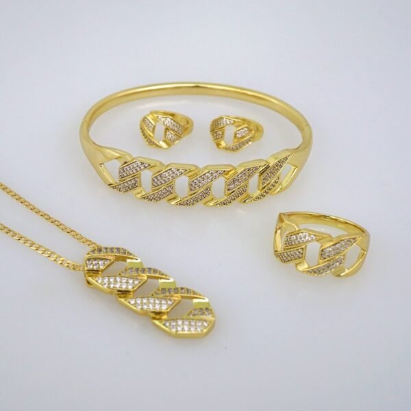Cadenas & Colgantes & Earrings/ Rings/Bracelets/ Chain W/Pendants /14K Real Color/Zircon Stone// SET512 - Image 5
