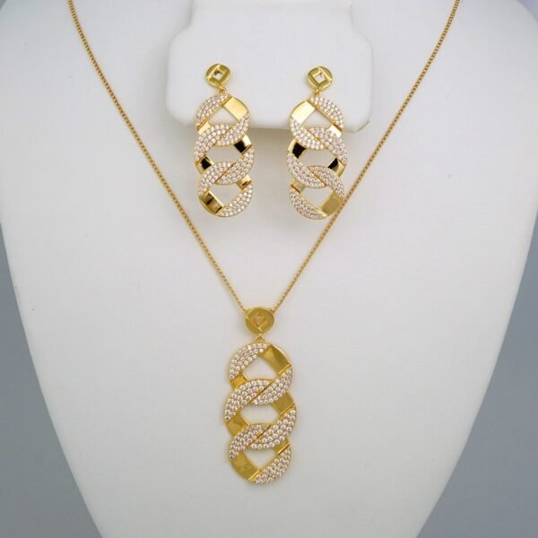 Cadenas & Colgantes & Earrings/ Chain W/Pendants /14K Real Color/Zircon Stone/ 2mmx45cm// SET513