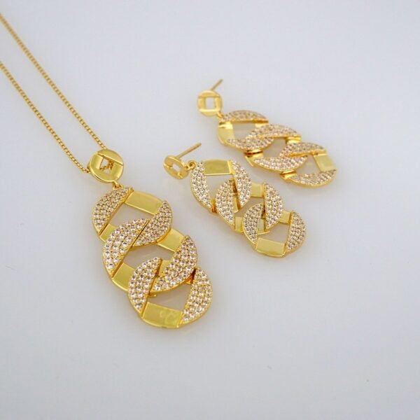 Cadenas & Colgantes & Earrings/ Chain W/Pendants /14K Real Color/Zircon Stone/ 2mmx45cm// SET513 - Image 4