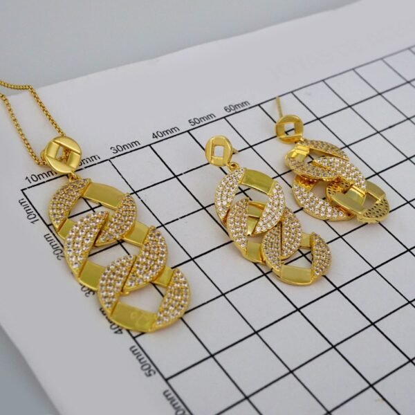 Cadenas & Colgantes & Earrings/ Chain W/Pendants /14K Real Color/Zircon Stone/ 2mmx45cm// SET513 - Image 5