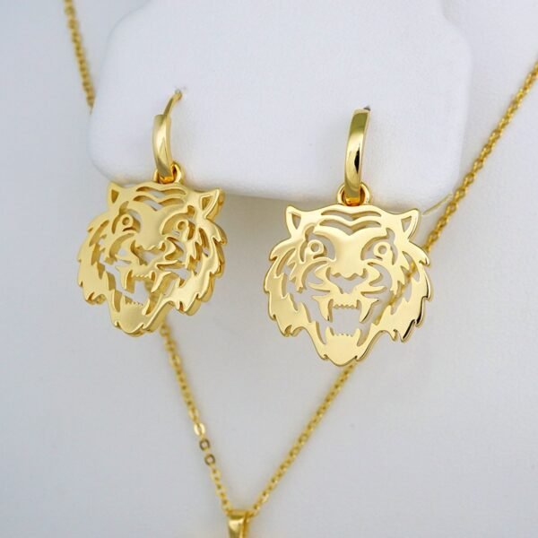 Cadenas & Colgantes & Earrings/ Chain W/Pendants / 14K Real Color/ Plain/  2mmx45cm/ Tigre// SET514 - Image 2