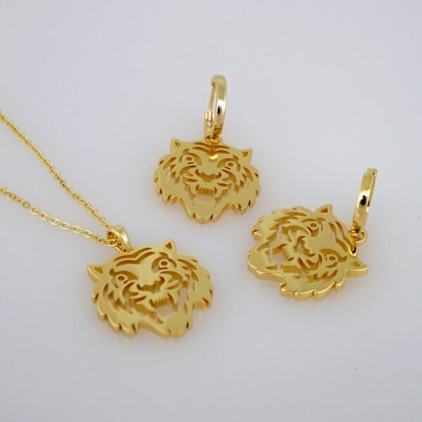 Cadenas & Colgantes & Earrings/ Chain W/Pendants / 14K Real Color/ Plain/  2mmx45cm/ Tigre// SET514 - Image 4