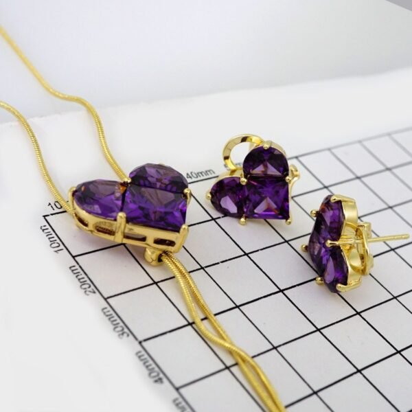 Cadenas & Colgantes & Earrings/ Chain W/Pendants /14K Real Color/Zircon Stone// SET517 - Image 3