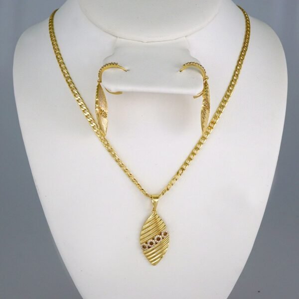 Cadenas & Colgantes & Earrings/ Chain W/Pendants /14K Real Color/Zircon Stone/ 3mmx45// SET622 - Image 2