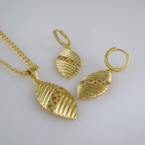 Cadenas & Colgantes & Earrings/ Chain W/Pendants /14K Real Color/Zircon Stone/ 3mmx45// SET622