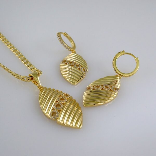 Cadenas & Colgantes & Earrings/ Chain W/Pendants /14K Real Color/Zircon Stone/ 3mmx45// SET622