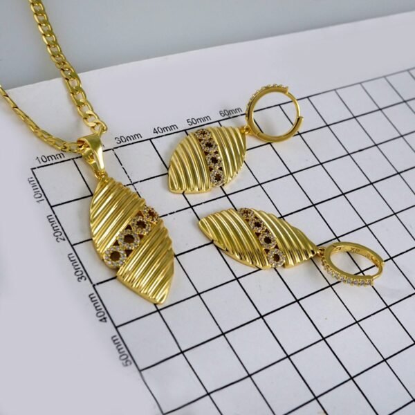 Cadenas & Colgantes & Earrings/ Chain W/Pendants /14K Real Color/Zircon Stone/ 3mmx45// SET622 - Image 3