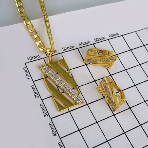 Cadenas & Colgantes & Earrings/  Chain W/Pendants /  14K Real Color/  Zircon Stone/  3mmx45// SET623 - Image 4