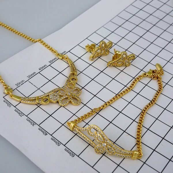 Cadenas & Colgantes & Earrings/Bracelets/ Chain W/Pendants /  14K Real Color/  Zircon Stone// SET625 - Image 4