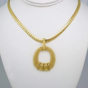 Gargantilla & Aretes/ Choker W/ Earrings/ 14K Real Color/ Plain/ 5mm x 45cm// SET538