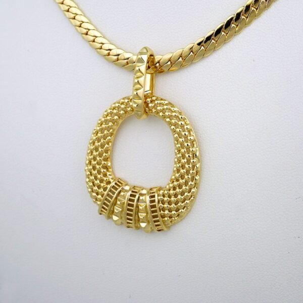 Gargantilla & Aretes/ Choker W/ Earrings/ 14K Real Color/ Plain/ 5mm x 45cm// SET538 - Image 4