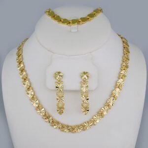 Gargantilla & Pulsera & Earrings / Choker W/ Bracelet/ 14K Real Color/ Plain/ 8mm x 45cm// SET639