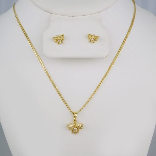Cadenas & Colgantes & Earrings/ Chain W/Pendants /14K Real Color/Zircon Stone/ 2mmx45cm// SET640