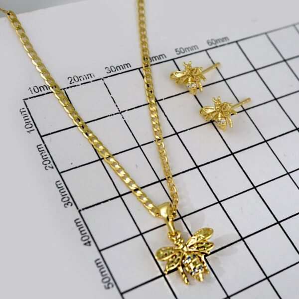 Cadenas & Colgantes & Earrings/ Chain W/Pendants /14K Real Color/Zircon Stone/ 2mmx45cm// SET640 - Image 3