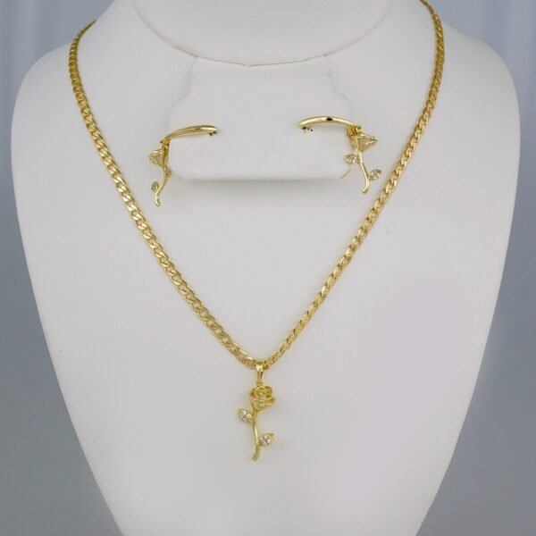 Cadenas & Colgantes & Earrings/  Chain W/Pendants /  14K Real Color/  Zircon Stone/ 3mmx45cm// SET641