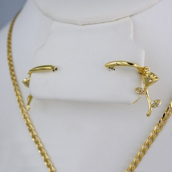 Cadenas & Colgantes & Earrings/  Chain W/Pendants /  14K Real Color/  Zircon Stone/ 3mmx45cm// SET641 - Image 2