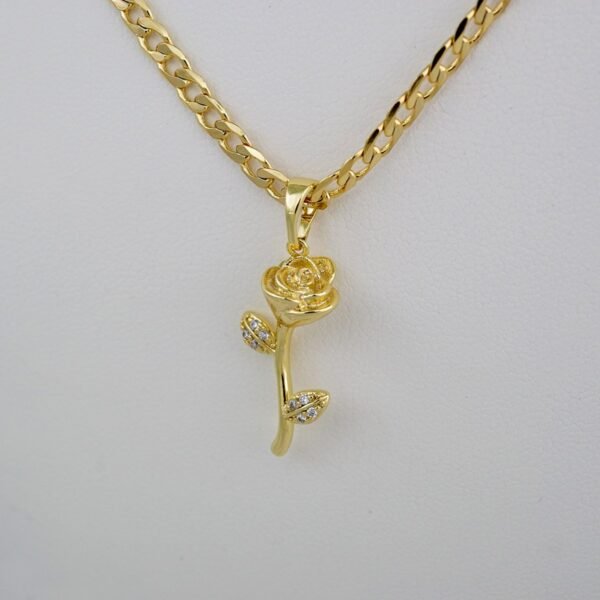 Cadenas & Colgantes & Earrings/  Chain W/Pendants /  14K Real Color/  Zircon Stone/ 3mmx45cm// SET641 - Image 3