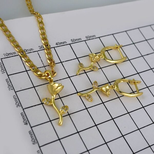 Cadenas & Colgantes & Earrings/  Chain W/Pendants /  14K Real Color/  Zircon Stone/ 3mmx45cm// SET641 - Image 4