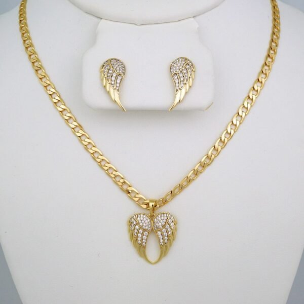 Cadenas & Colgantes & Earrings/ Chain W/Pendants /14K Real Color/Zircon Stone/ 4mmx45cm// SET557