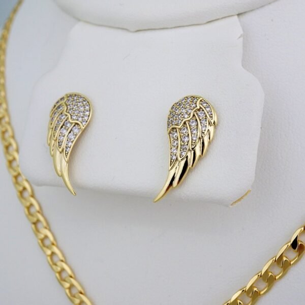 Cadenas & Colgantes & Earrings/ Chain W/Pendants /14K Real Color/Zircon Stone/ 4mmx45cm// SET557 - Image 2