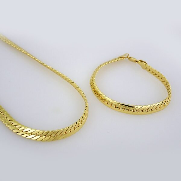 Gargantilla & Pulsera / Choker W/ Bracelet/ 14K Real Color/ Plain/ 6mm x 45cm// SET568