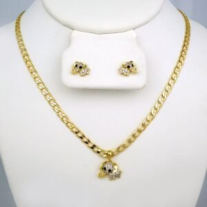 Cadenas & Colgantes & Earrings/Chain W/Pendants /14K Real Color/Zircon Stone/ 4mmx45cm// SET569
