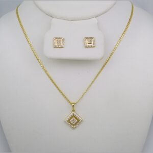 Cadenas & Colgantes & Earrings/Chain W/Pendants /14K Real Color/Zircon Stone/ 2mmx45cm// SET586