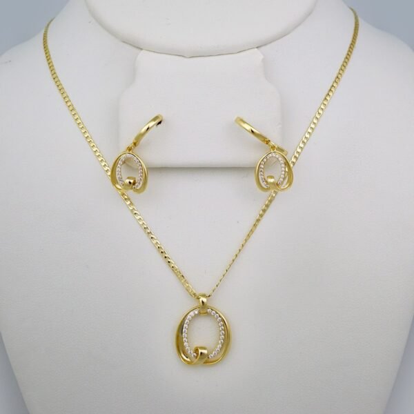 Cadenas & Colgantes & Earrings/ Chain W/Pendants /14K Real Color/Zircon Stone/ 2mmx45cm// SET587