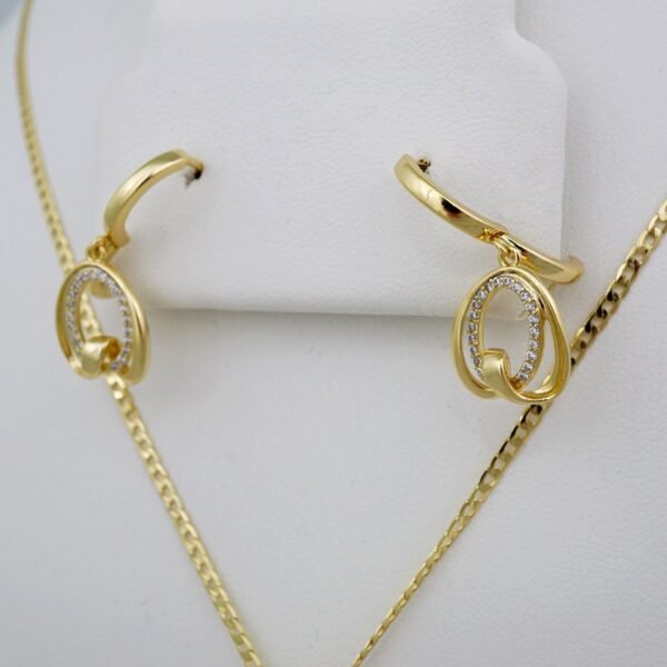 Cadenas & Colgantes & Earrings/ Chain W/Pendants /14K Real Color/Zircon Stone/ 2mmx45cm// SET587 - Image 2