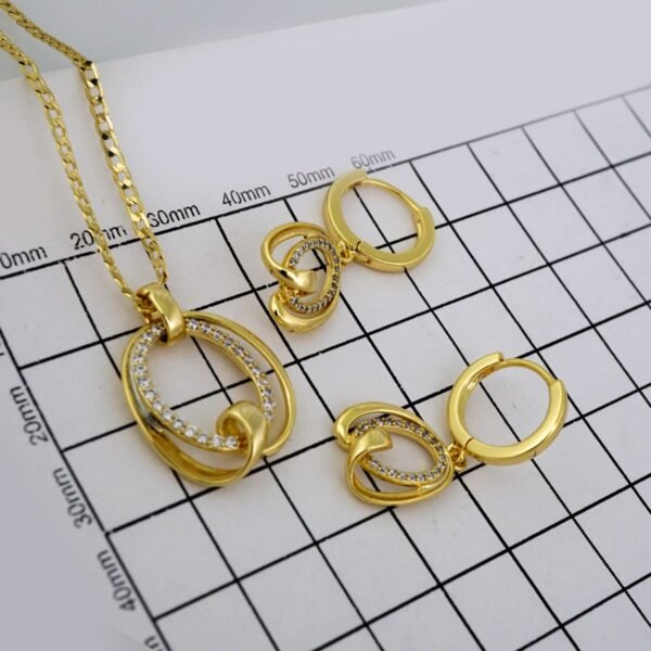 Cadenas & Colgantes & Earrings/ Chain W/Pendants /14K Real Color/Zircon Stone/ 2mmx45cm// SET587 - Image 4