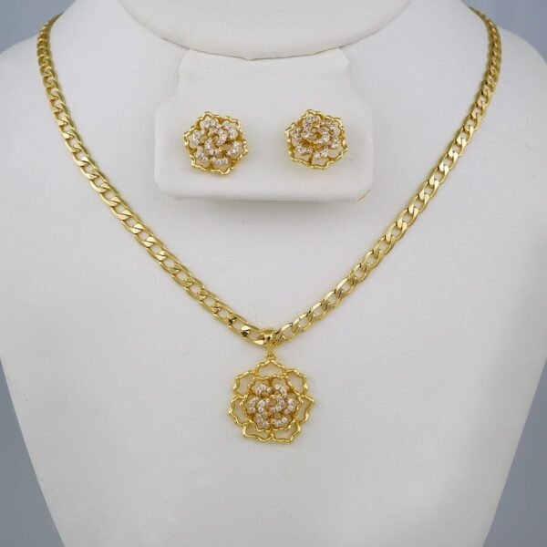Cadenas & Colgantes & Earrings/ Chain W/Pendants /14K Real Color/Zircon Stone/ 4mm// SET601