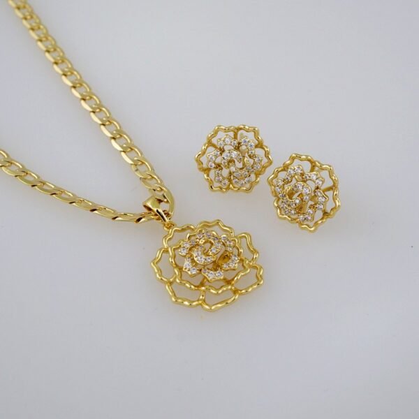Cadenas & Colgantes & Earrings/ Chain W/Pendants /14K Real Color/Zircon Stone/ 4mm// SET601 - Image 2