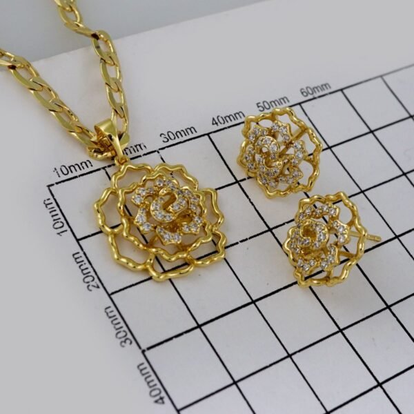 Cadenas & Colgantes & Earrings/ Chain W/Pendants /14K Real Color/Zircon Stone/ 4mm// SET601 - Image 3