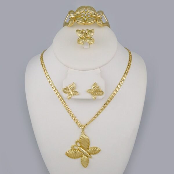 Cadenas & Colgantes & Earrings/ Rings/Bracelets/ Chain W/Pendants /14K Real Color/Zircon Stone// SET607