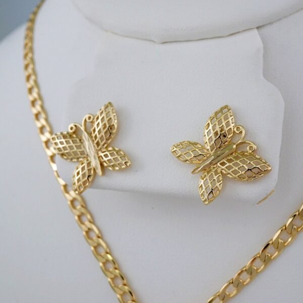 Cadenas & Colgantes & Earrings/ Rings/Bracelets/ Chain W/Pendants /14K Real Color/Zircon Stone// SET607 - Image 4