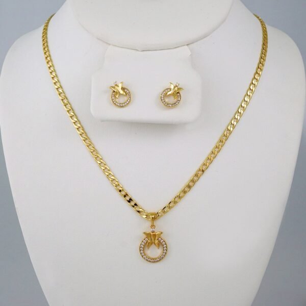 Cadenas & Colgantes & Earrings/ Chain W/Pendants /14K Real Color/Zircon Stone// SET615