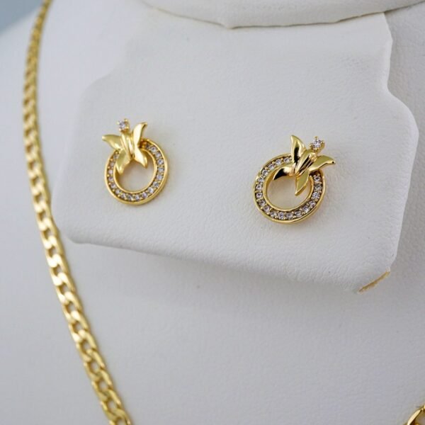 Cadenas & Colgantes & Earrings/ Chain W/Pendants /14K Real Color/Zircon Stone// SET615 - Image 2