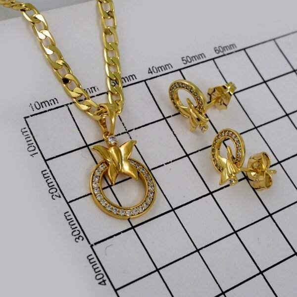 Cadenas & Colgantes & Earrings/ Chain W/Pendants /14K Real Color/Zircon Stone// SET615 - Image 4
